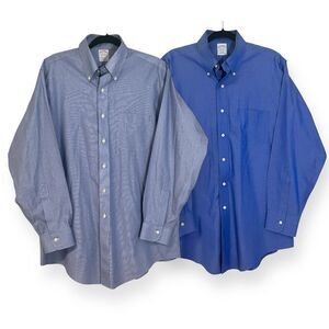 Brooks Brothers Original Polo Slim Fit Blue Dress Shirts Set Of 2 Men’s 16-33